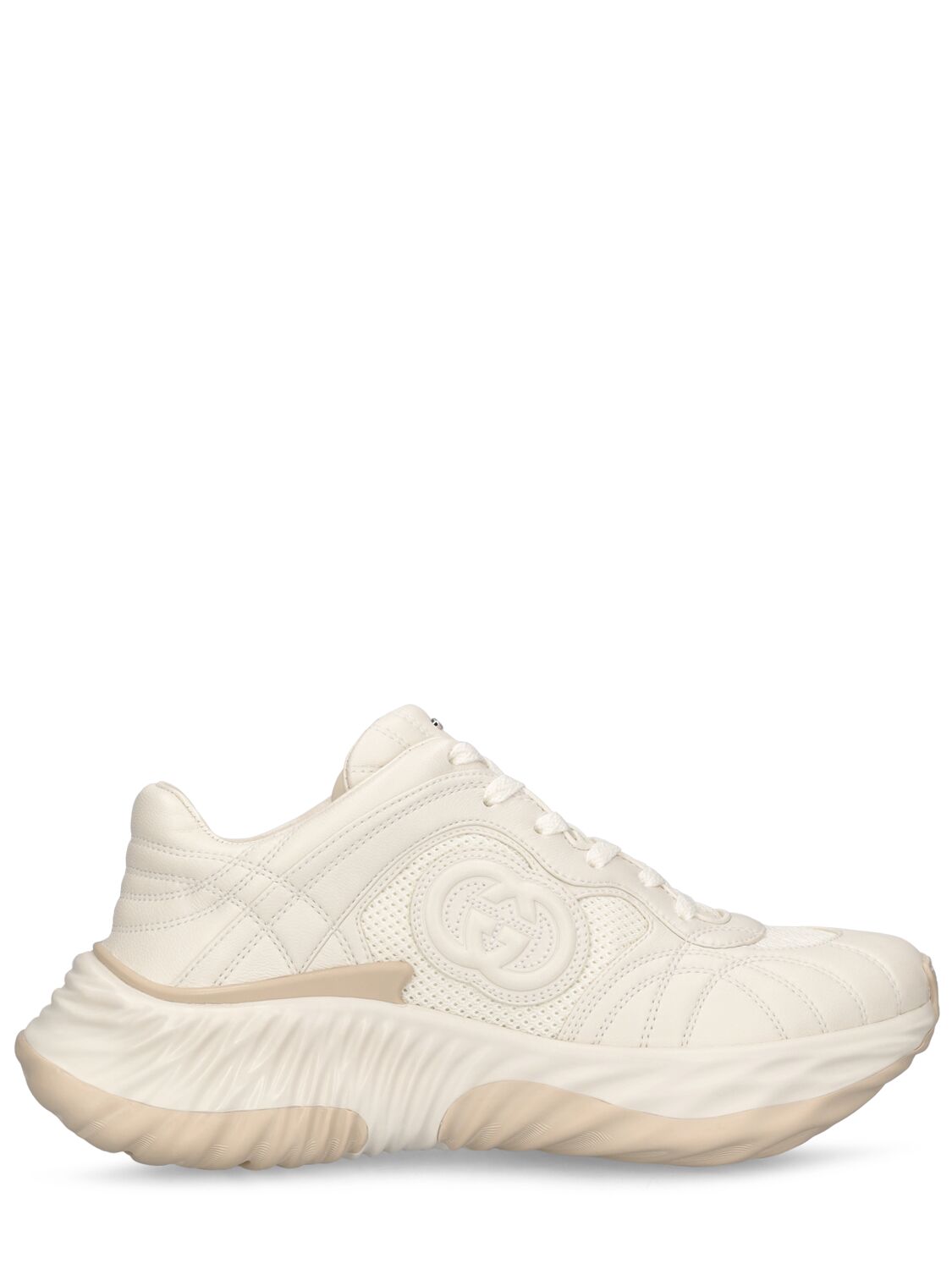 Gucci 65mm Ripple Leather Trainers In Off White