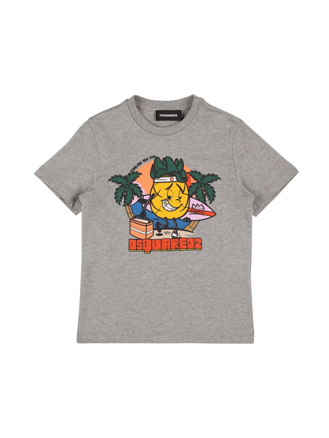Dsquared2 Kids' Printed Cotton Jersey T-shirt In Gray