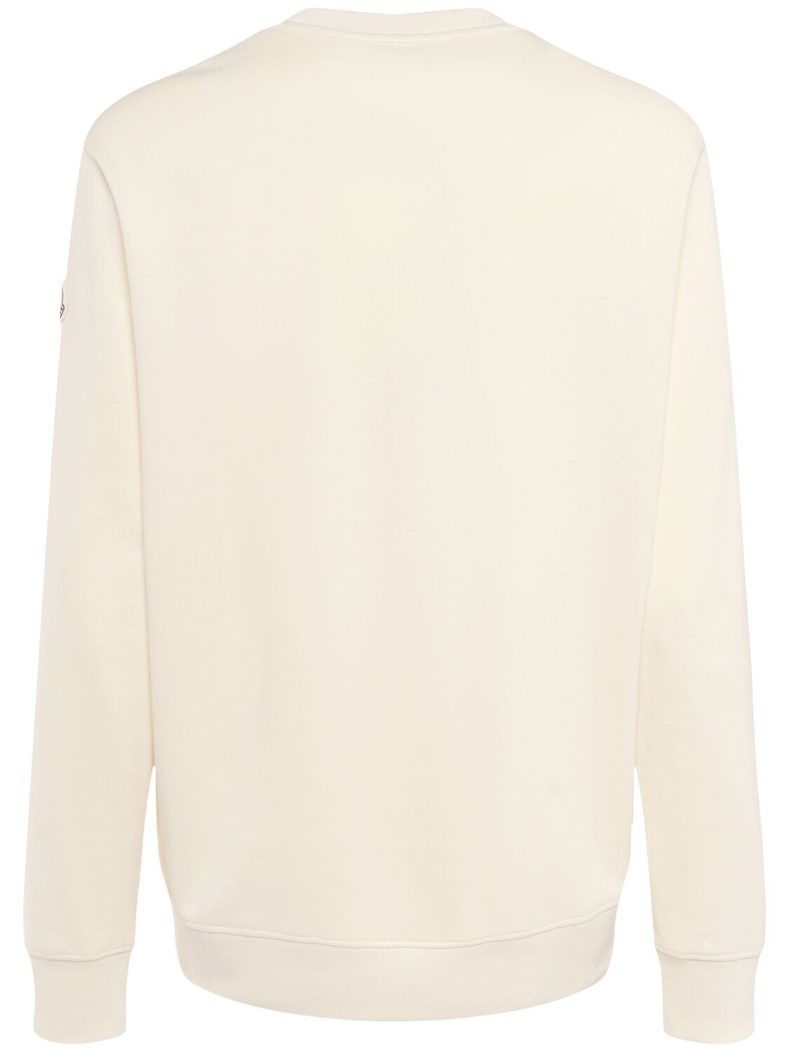 Shop Moncler Cotton Blend Sweatshirt W/ Pocket In Almond Milk