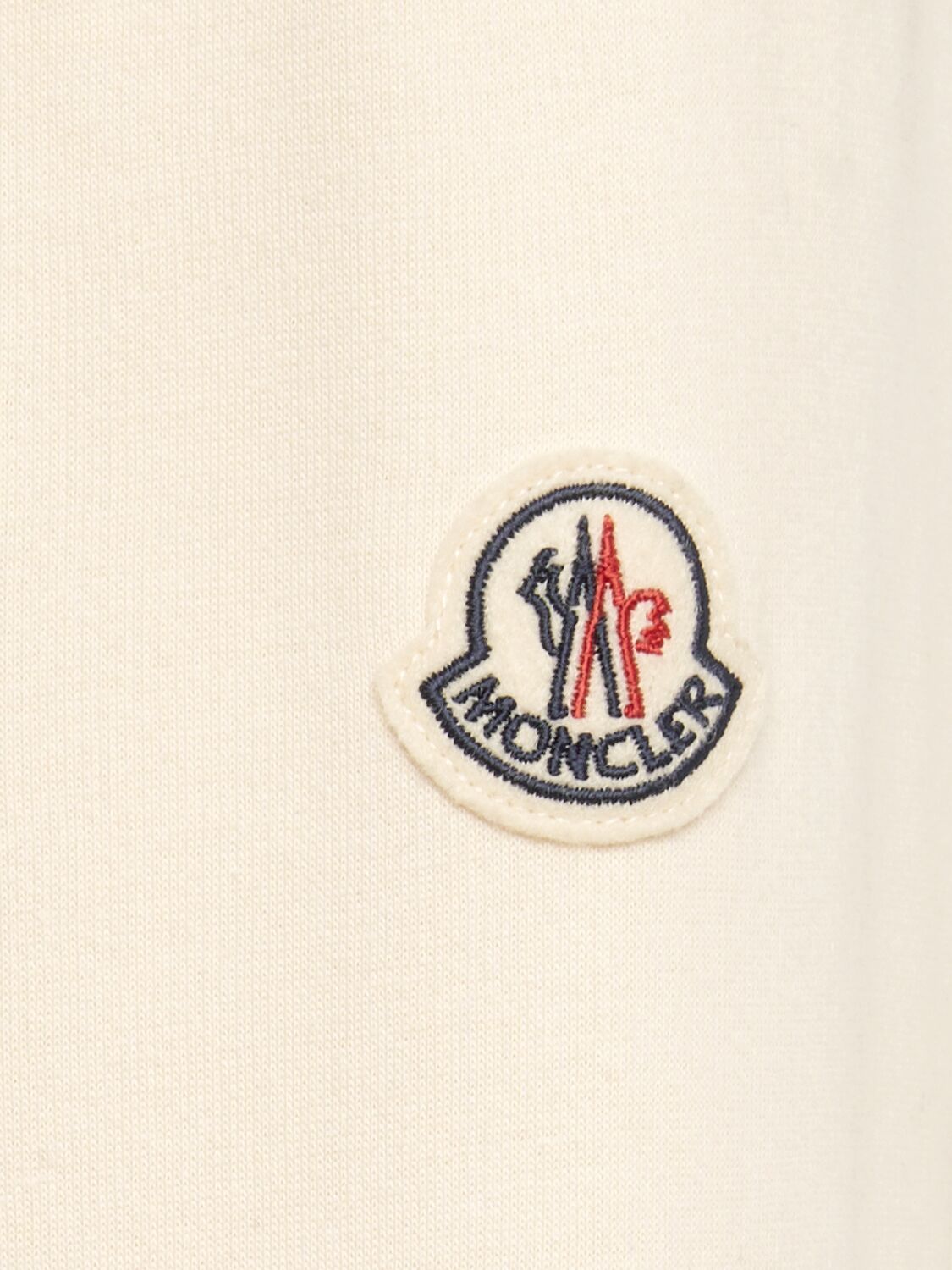 Shop Moncler Cotton Blend Sweatshirt W/ Pocket In Almond Milk