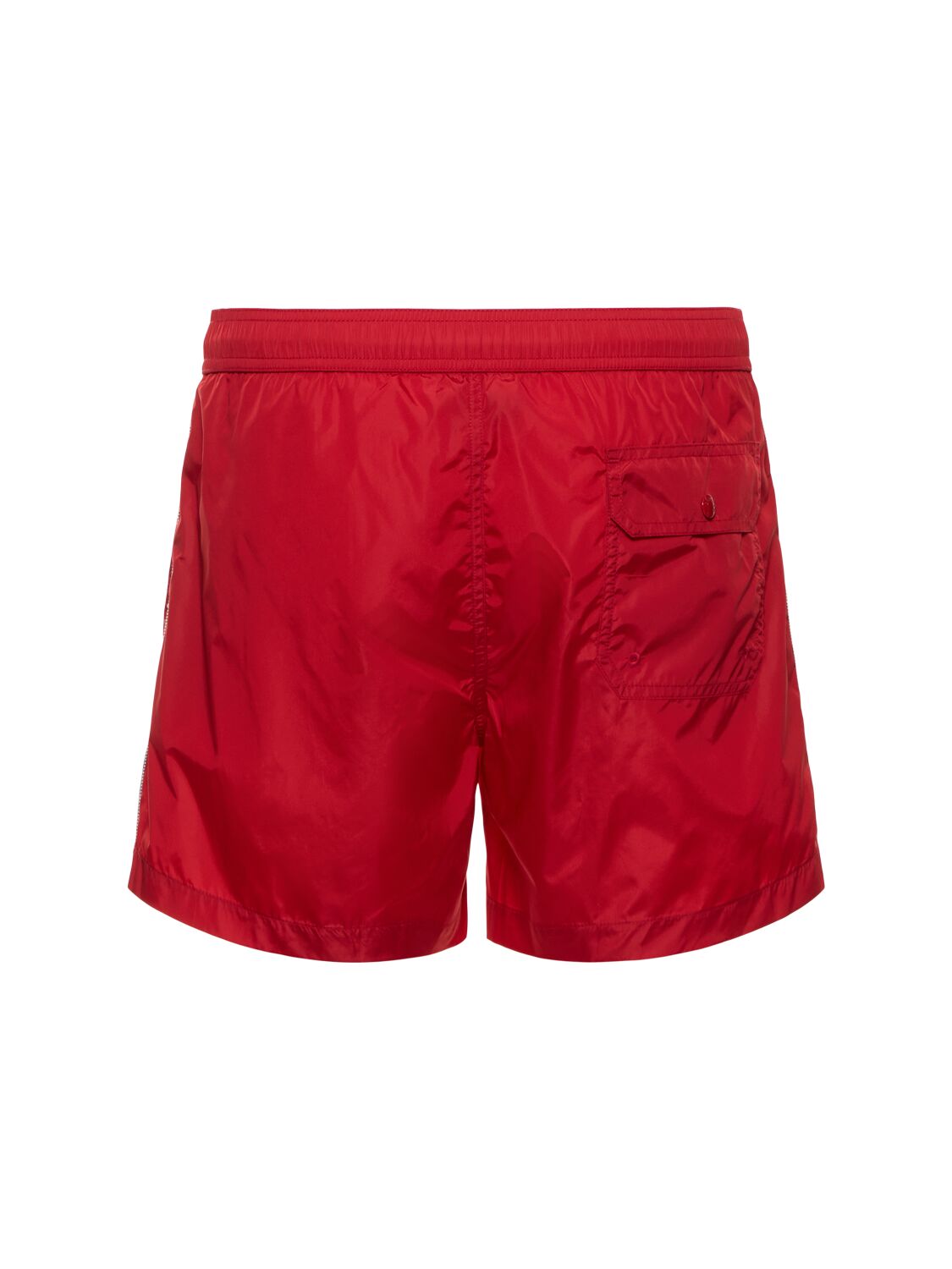 Shop Moncler Logo Nylon Swim Shorts In 红色