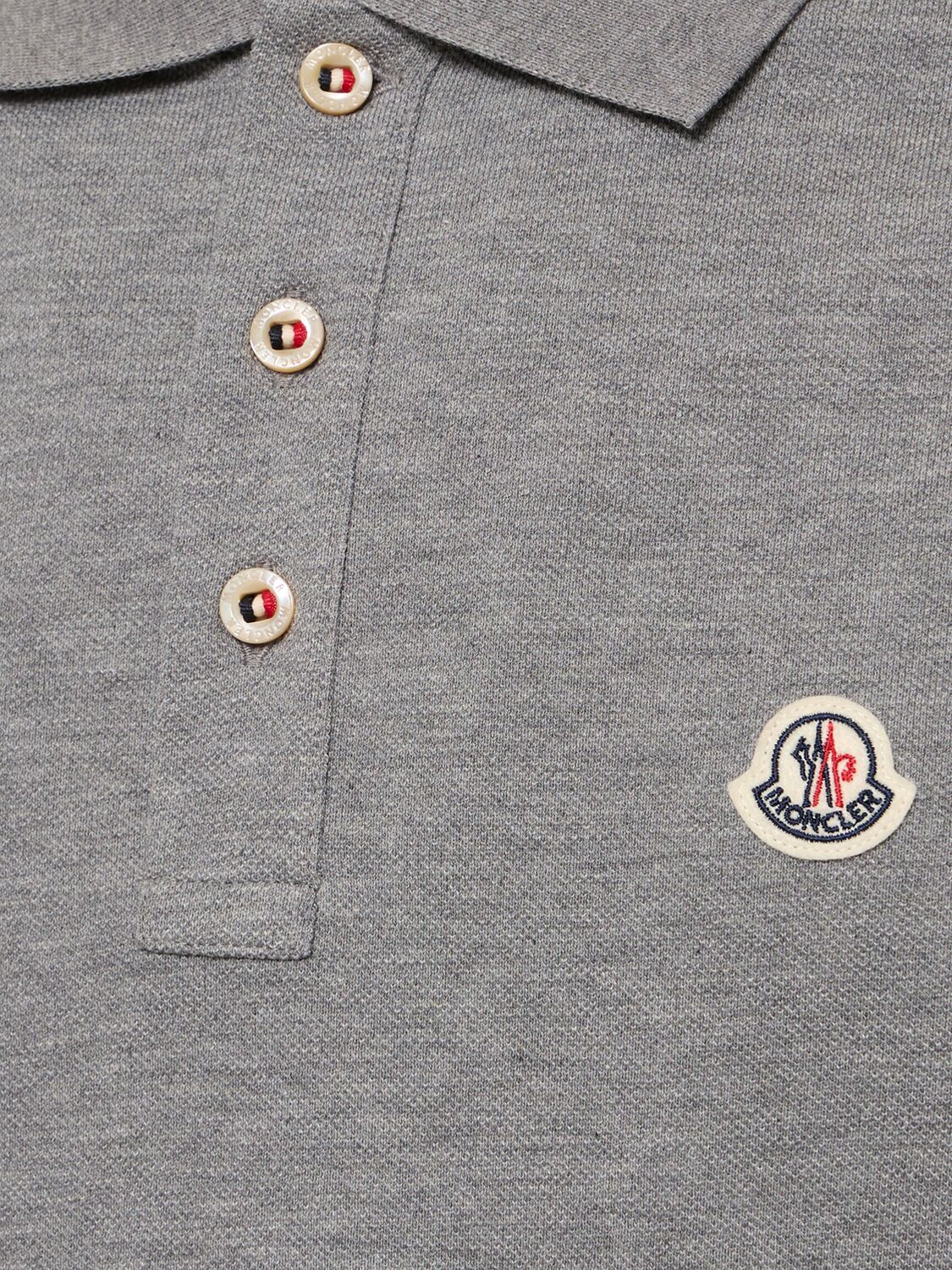 Shop Moncler Logo Cotton Polo Shirt In Grey