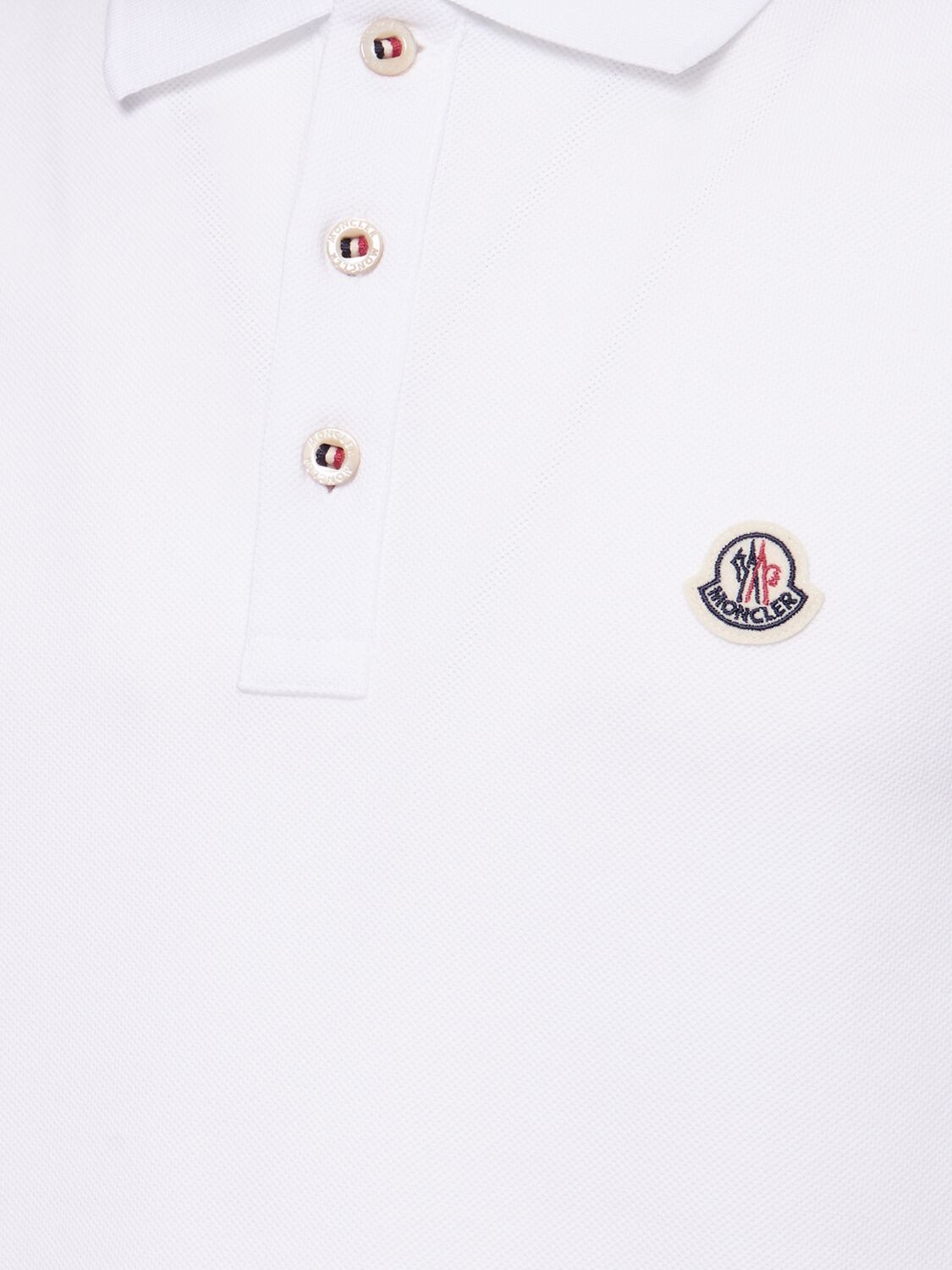 Shop Moncler Logo Cotton Polo Shirt In Optic White