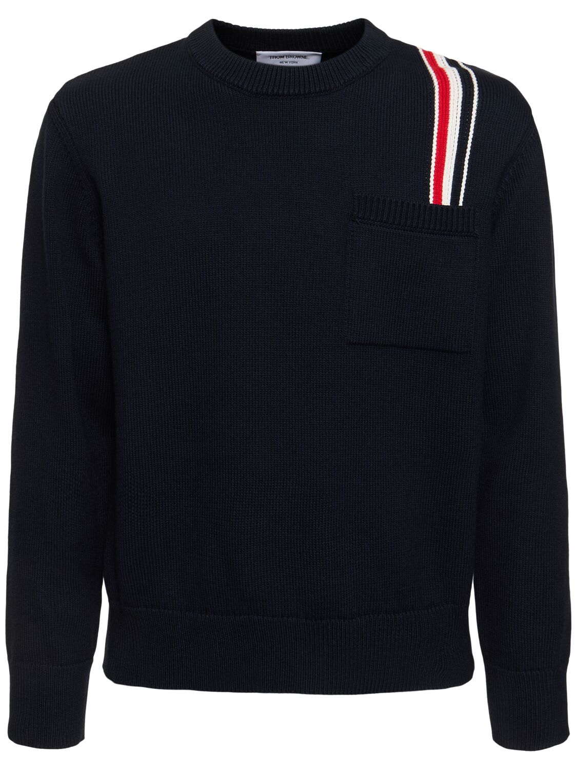 Thom Browne Cotton Crewneck Sweater In Navy