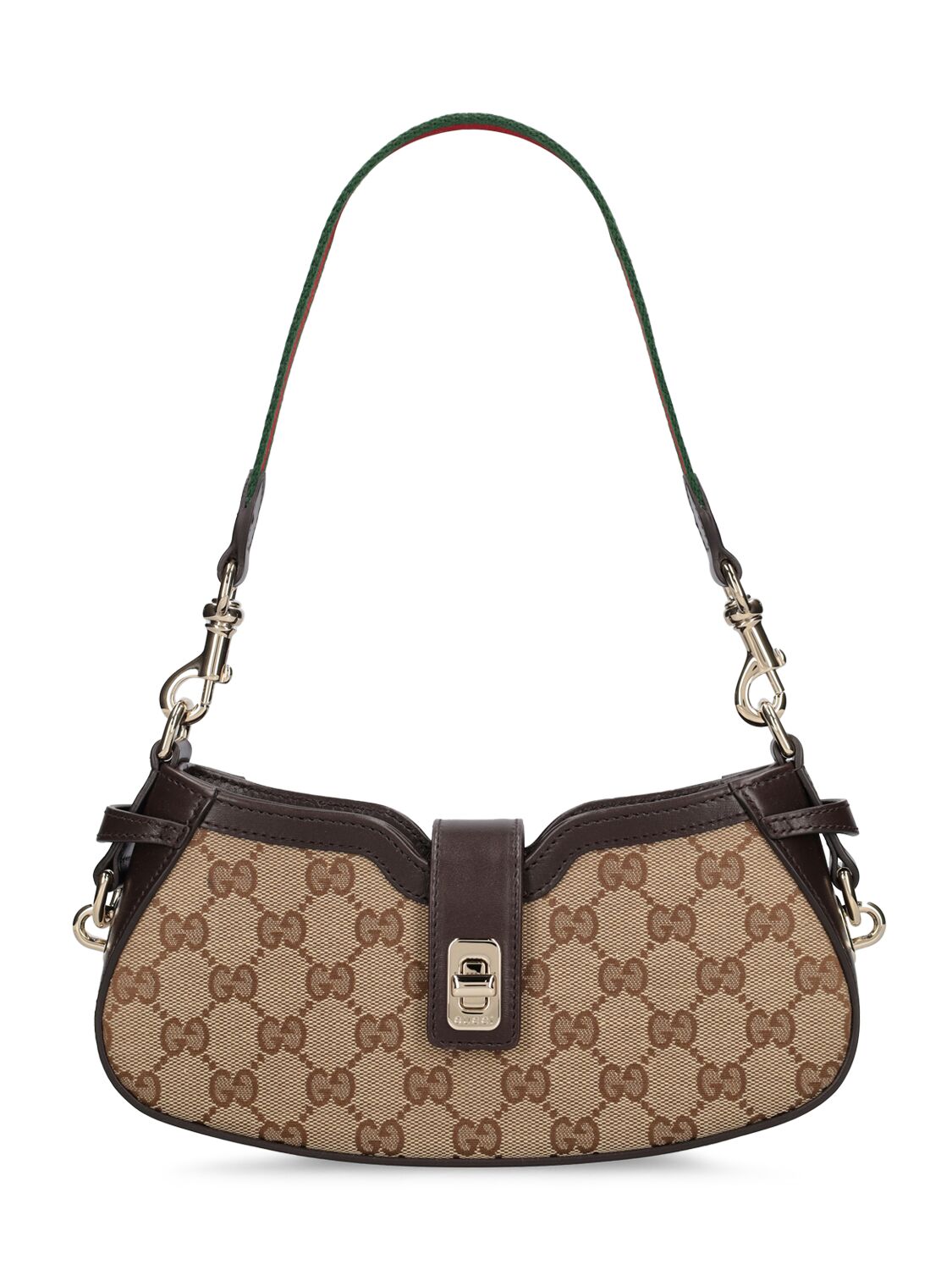 Gucci Gg Canvas Shoulder Bag In Ebony,cocoa