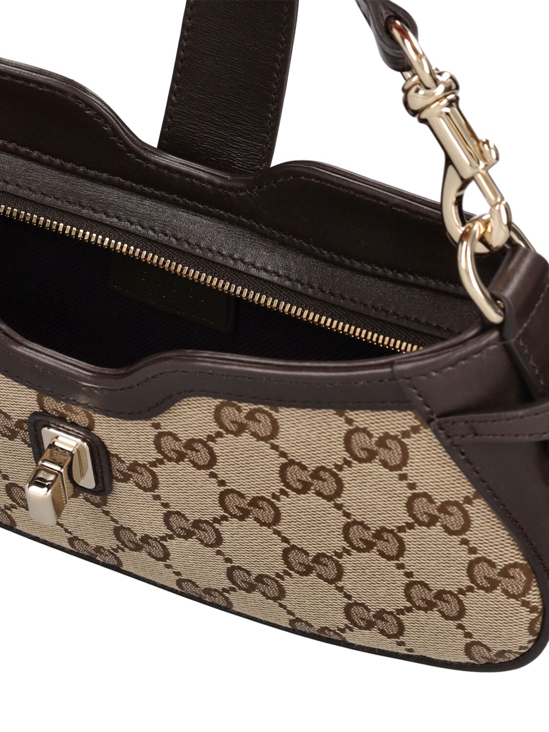 Shop Gucci Gg Canvas Shoulder Bag In Ebony,cocoa