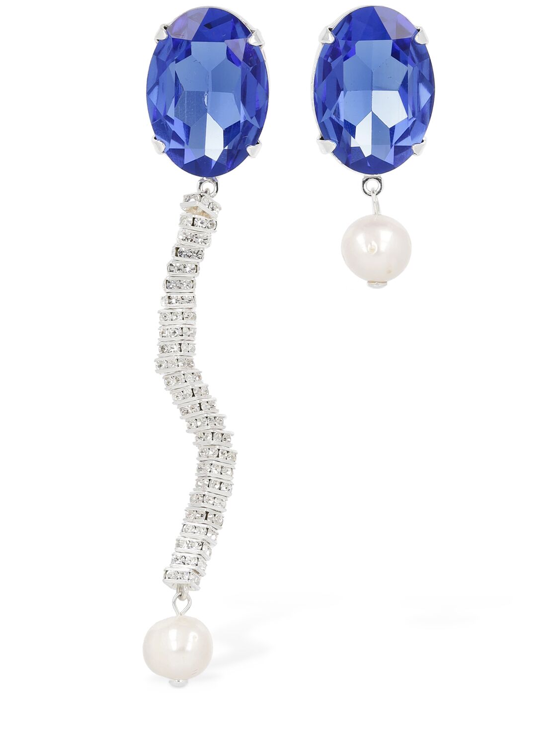 Magda Butrym Asymmetrical Pearl & Crystal Earrings In Blue