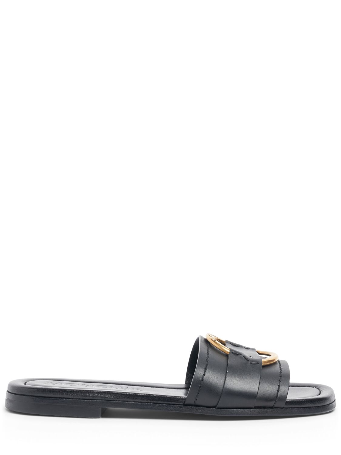 Moncler 15mm Bell Leather Slide Sandals In Black
