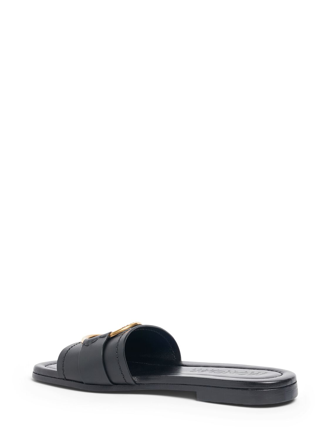 Shop Moncler 15mm Bell Leather Slide Sandals In Black