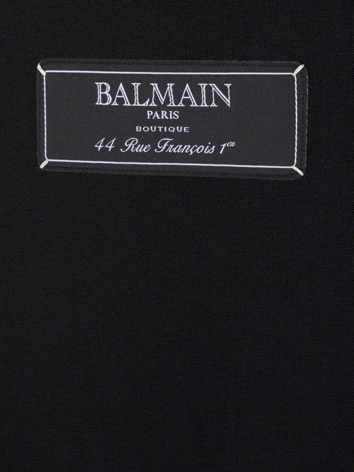 Shop Balmain Pierre  Label Hoodie In 0pa Noir