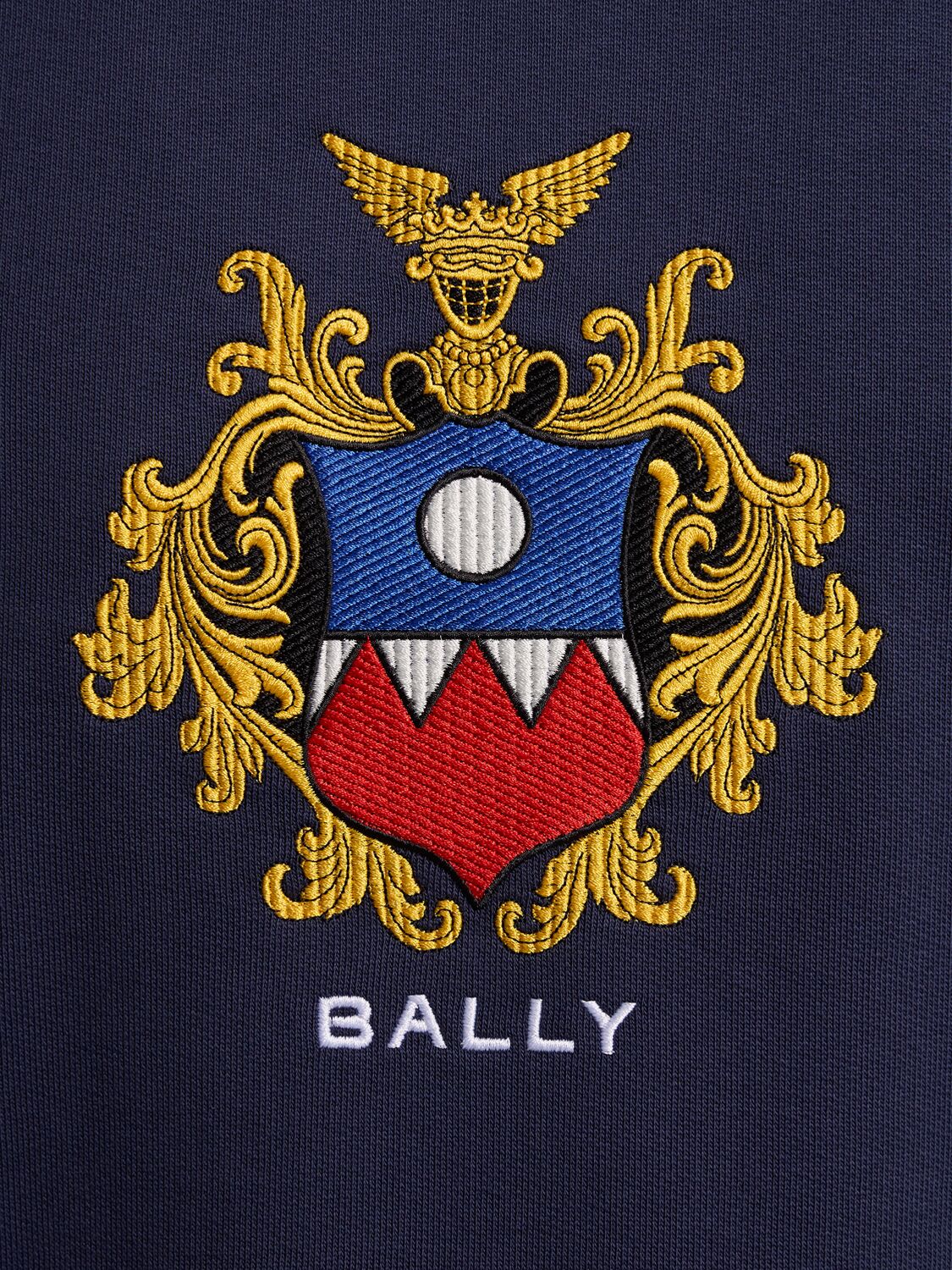 Shop Bally Cotton Logo Crewneck Sweatshirt In 마린블루