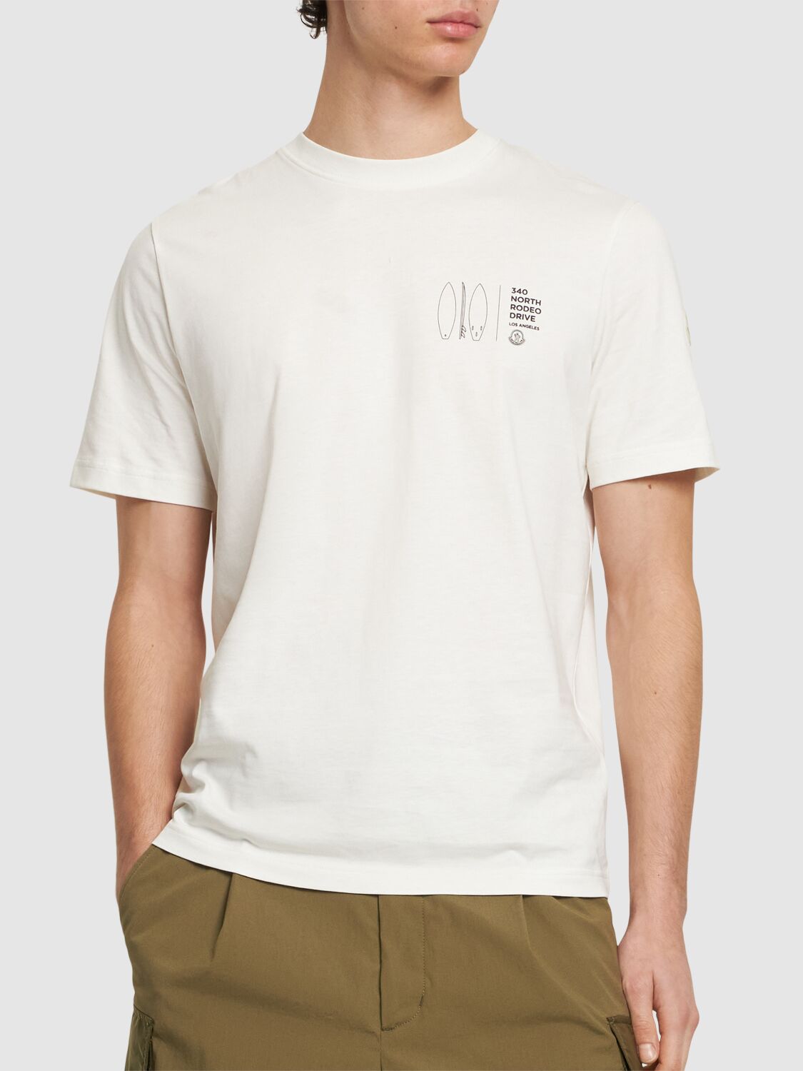 Shop Moncler Printed Cotton T-shirt In White