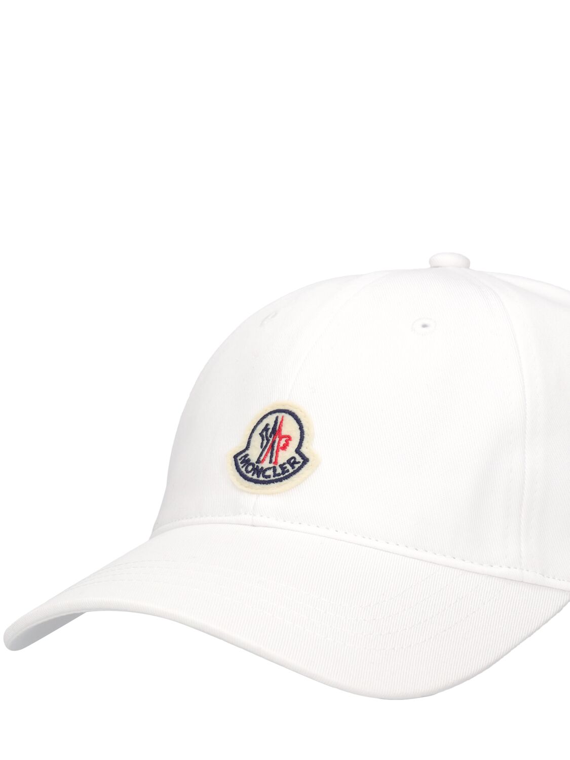Shop Moncler Embroidered Logo Cotton Baseball Cap In Optic White
