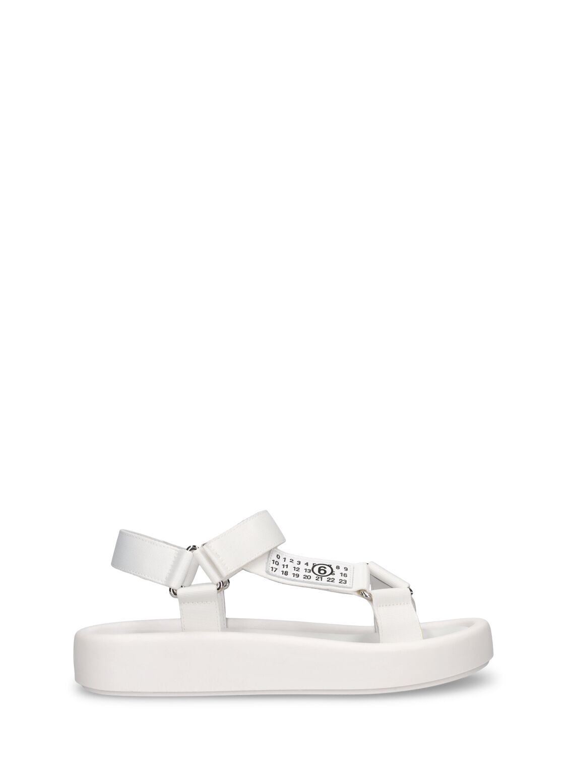 Mm6 Maison Margiela Kids' Logo Print Faux Leather Strap Sandals In White