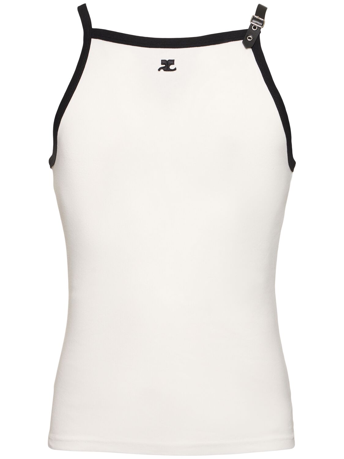 Image of Logo Embroidery Cotton Tank Top W/buckle