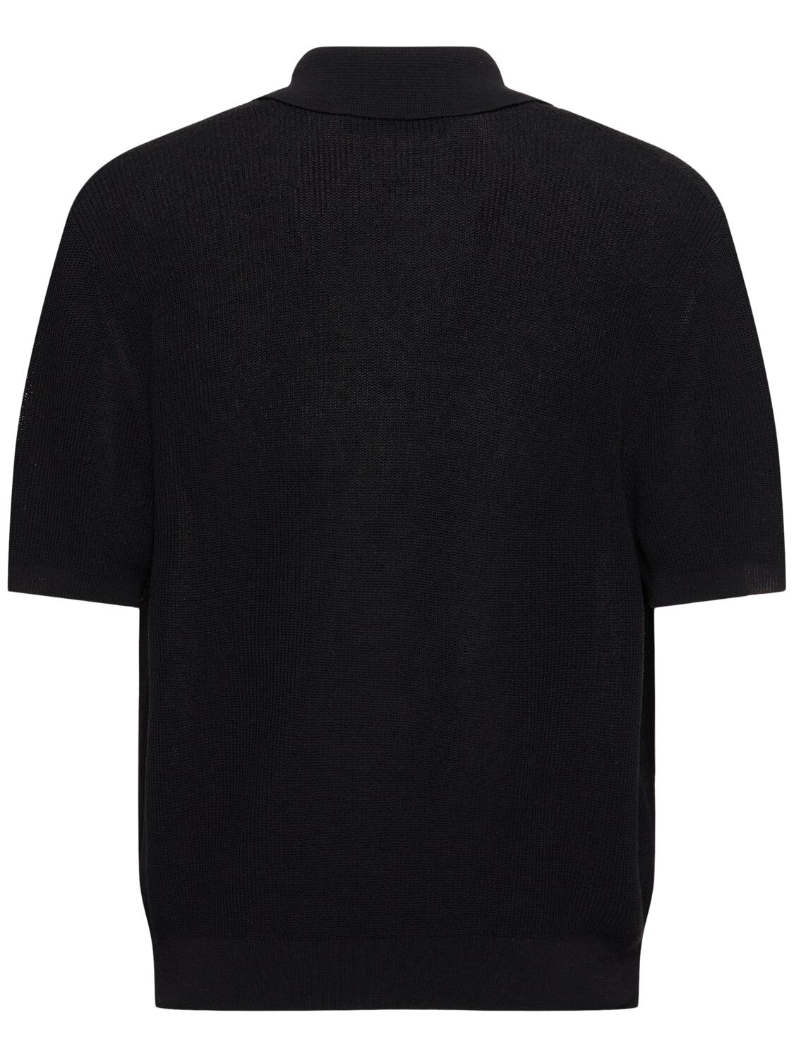 Shop Our Legacy Crispy Cotton Blend Knit S/s Polo In Black