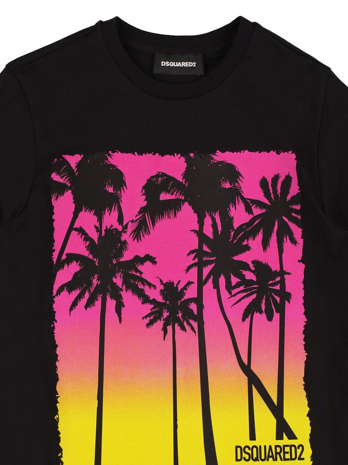 Shop Dsquared2 Printed Cotton Jersey T-shirt In 블랙