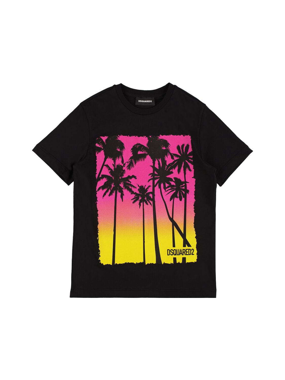 Dsquared2 Kids' Printed Cotton Jersey T-shirt In 블랙