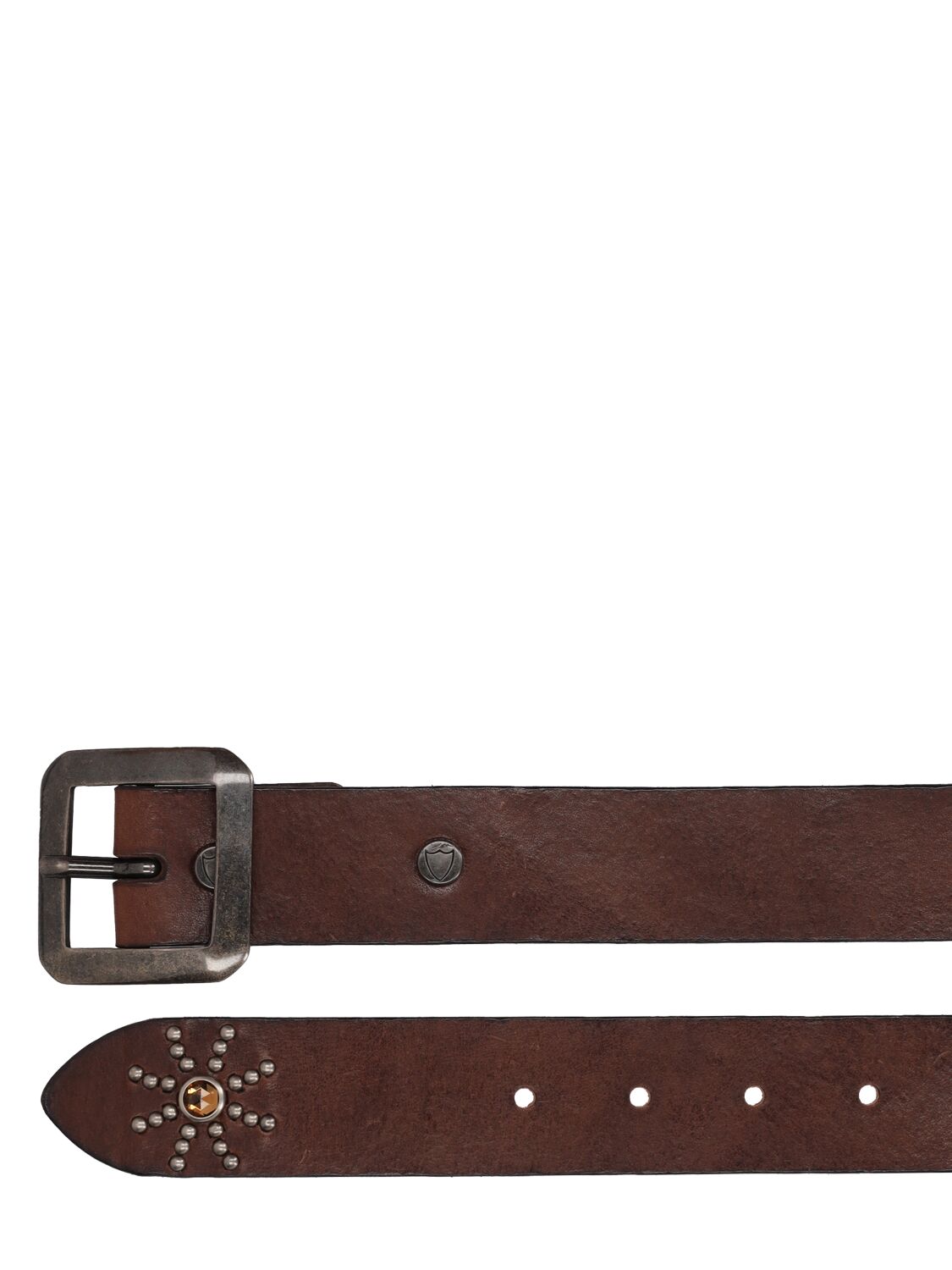 Shop Htc Los Angeles 4cm La Studded Leather Belt In Brown