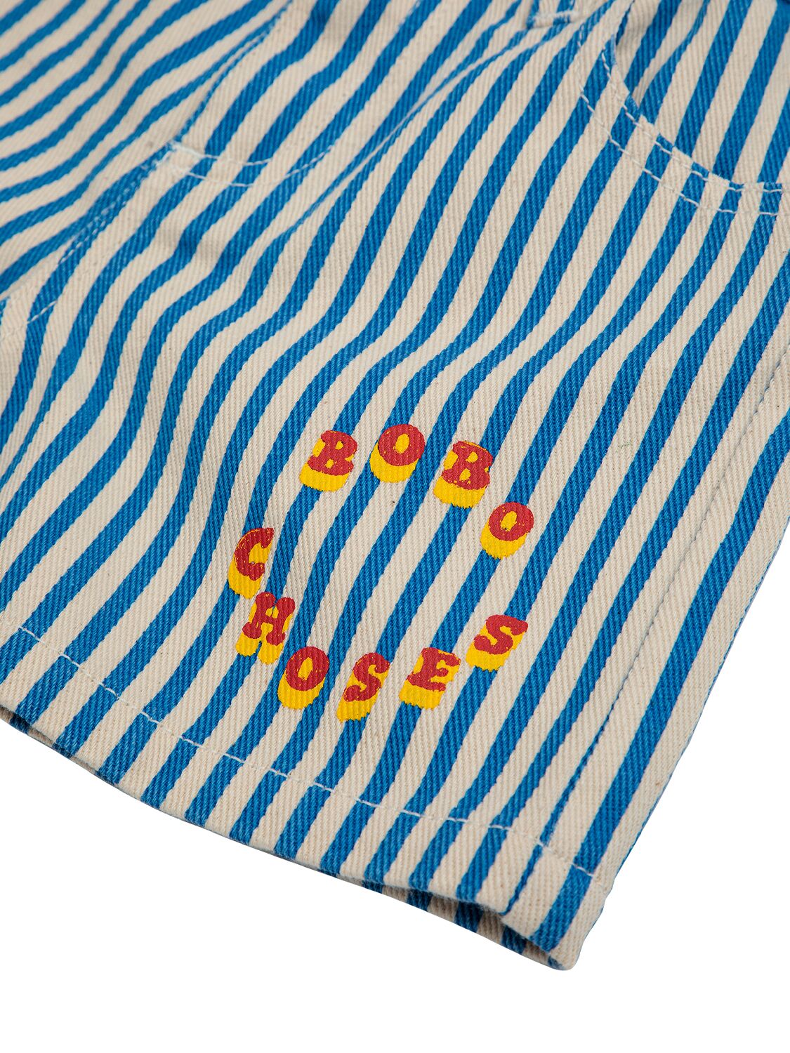 Shop Bobo Choses Striped Woven Cotton Shorts In White,blue
