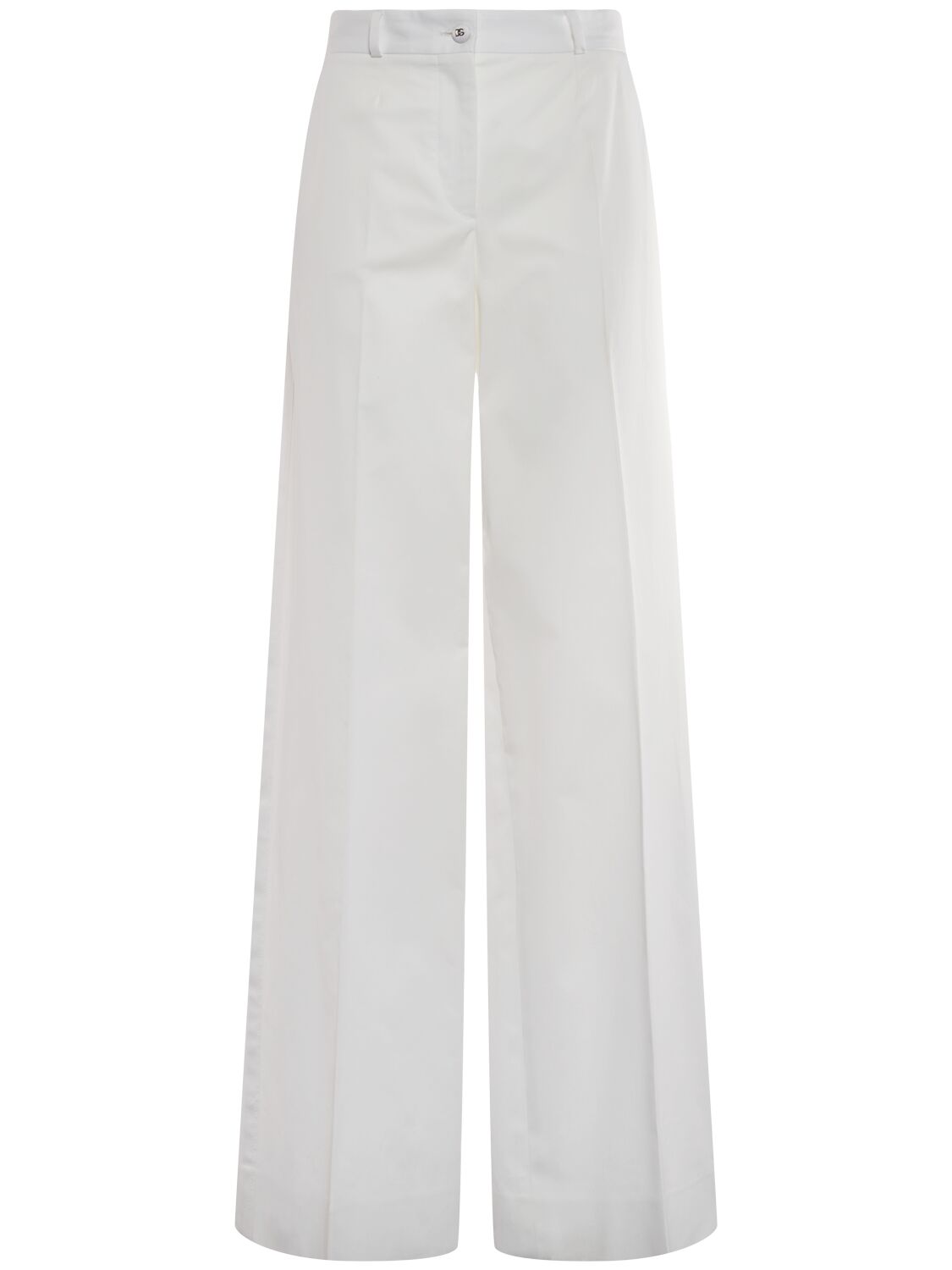 Shop Dolce & Gabbana Cotton Gabardine Wide Pants In White