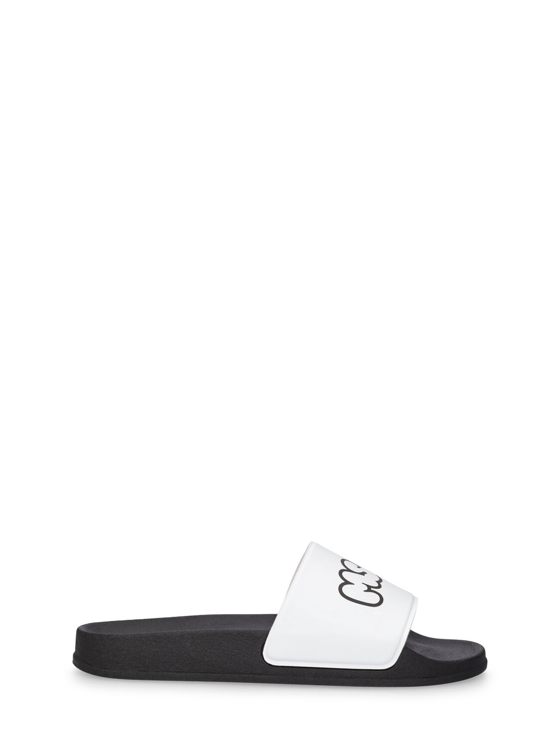 Msgm Kids' Logo Print Rubber Slide Sandals In White