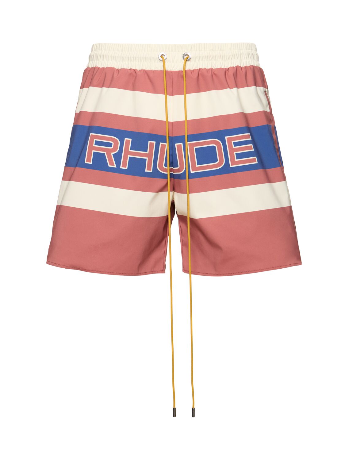 Shop Rhude Pavil Racing Shorts In Orange,ivory