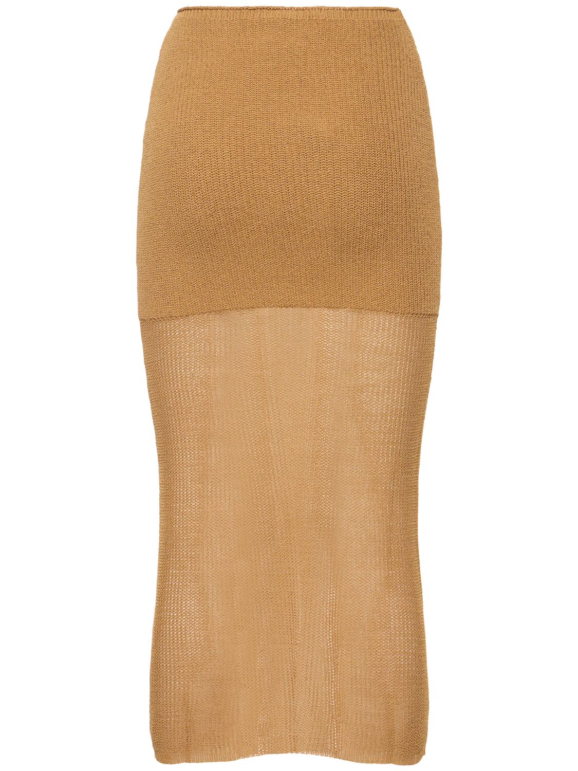 Shop Weworewhat Cotton Blend Knit Midi Skirt In Beige