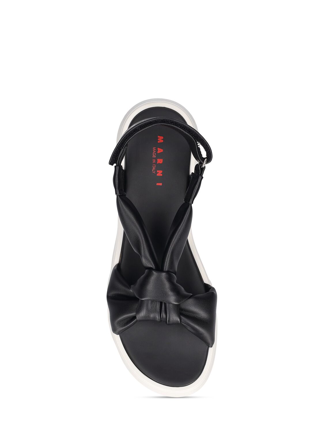 Shop Marni Junior Logo Printed Faux Leather Sandals In Black,white