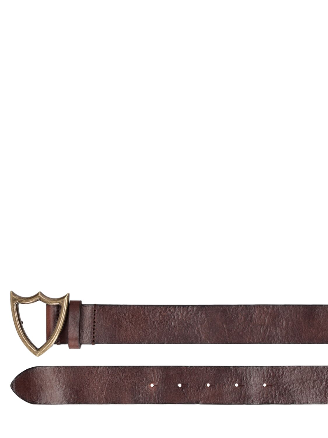 Shop Htc Los Angeles 3.5cm Shield Leather Belt In Brown