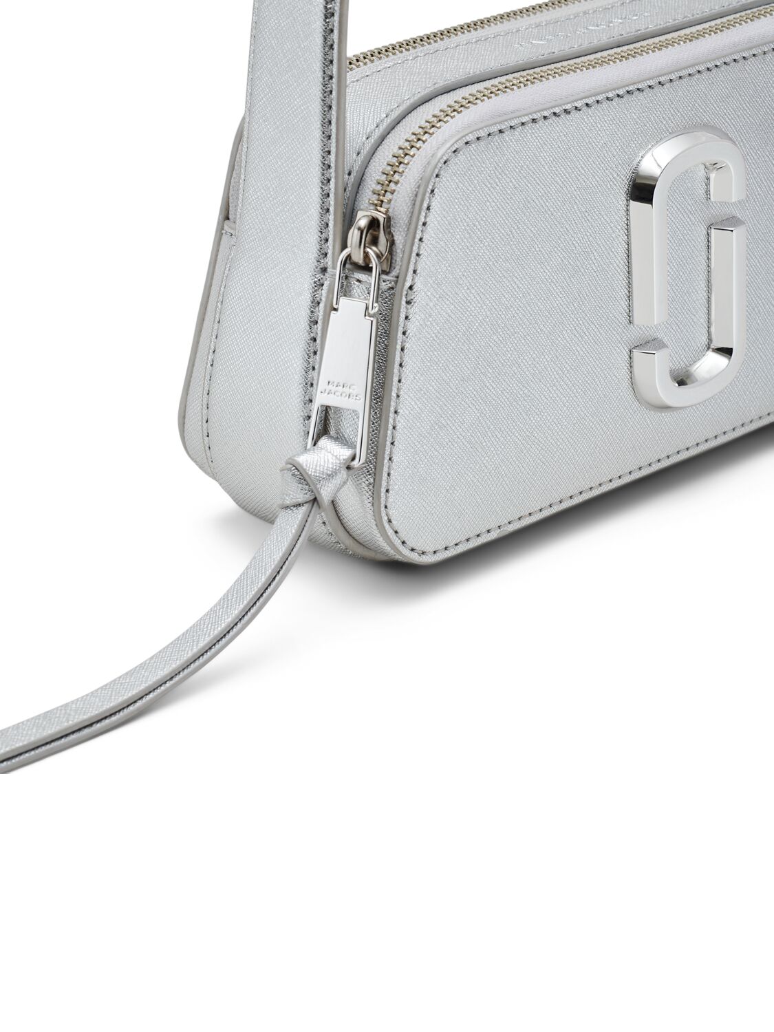 Shop Marc Jacobs The Slingshot Leather Shoulder Bag In Silver