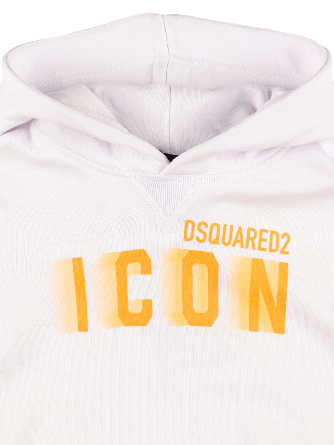 Shop Dsquared2 Printed Hooded Sweatshirt In White,orange