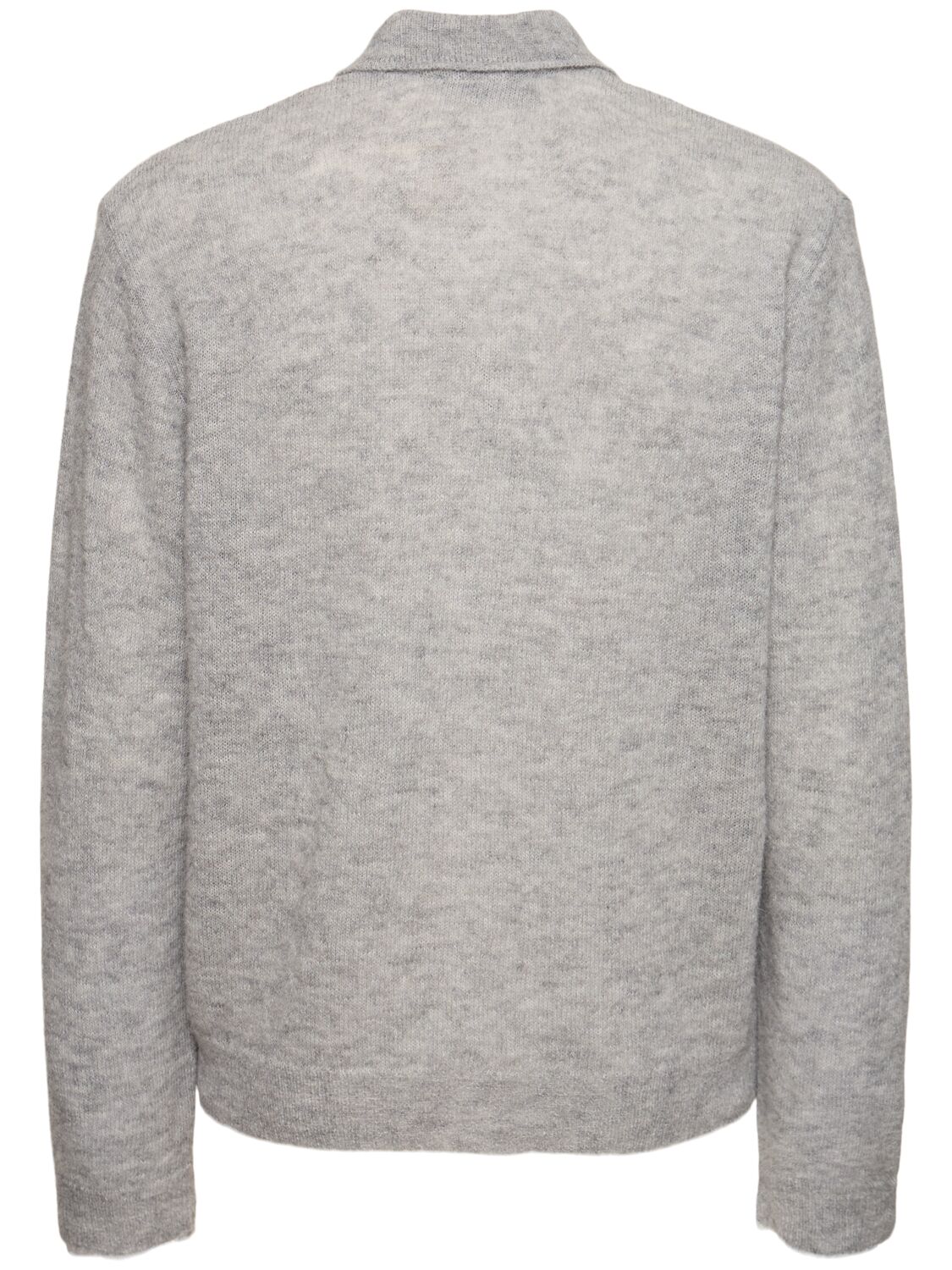 Shop Our Legacy Fuzzy Alpaca Blend Knit Long Sleeve Polo In Grau