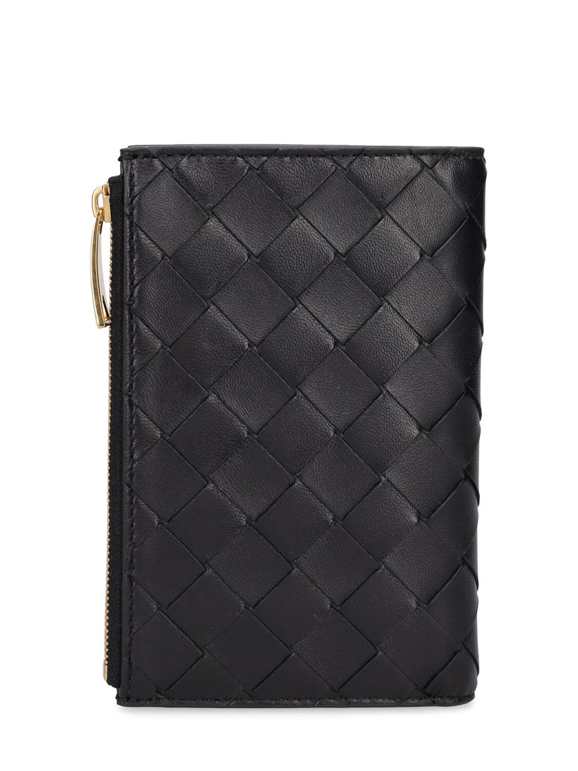 Shop Bottega Veneta Medium Intrecciato Bi-fold Zip Wallet In 블랙