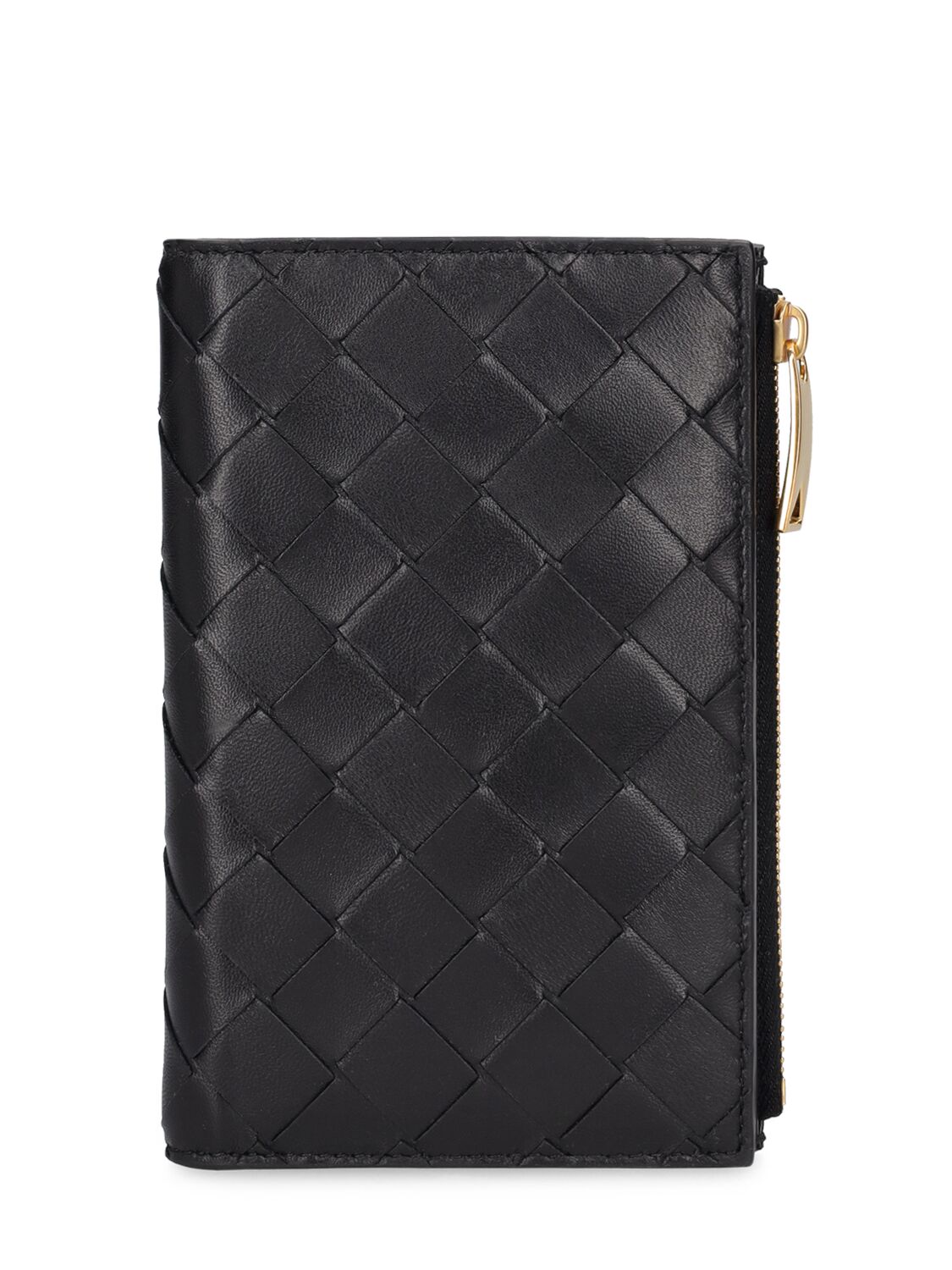 Bottega Veneta Medium Intrecciato Bi-fold Zip Wallet In 블랙