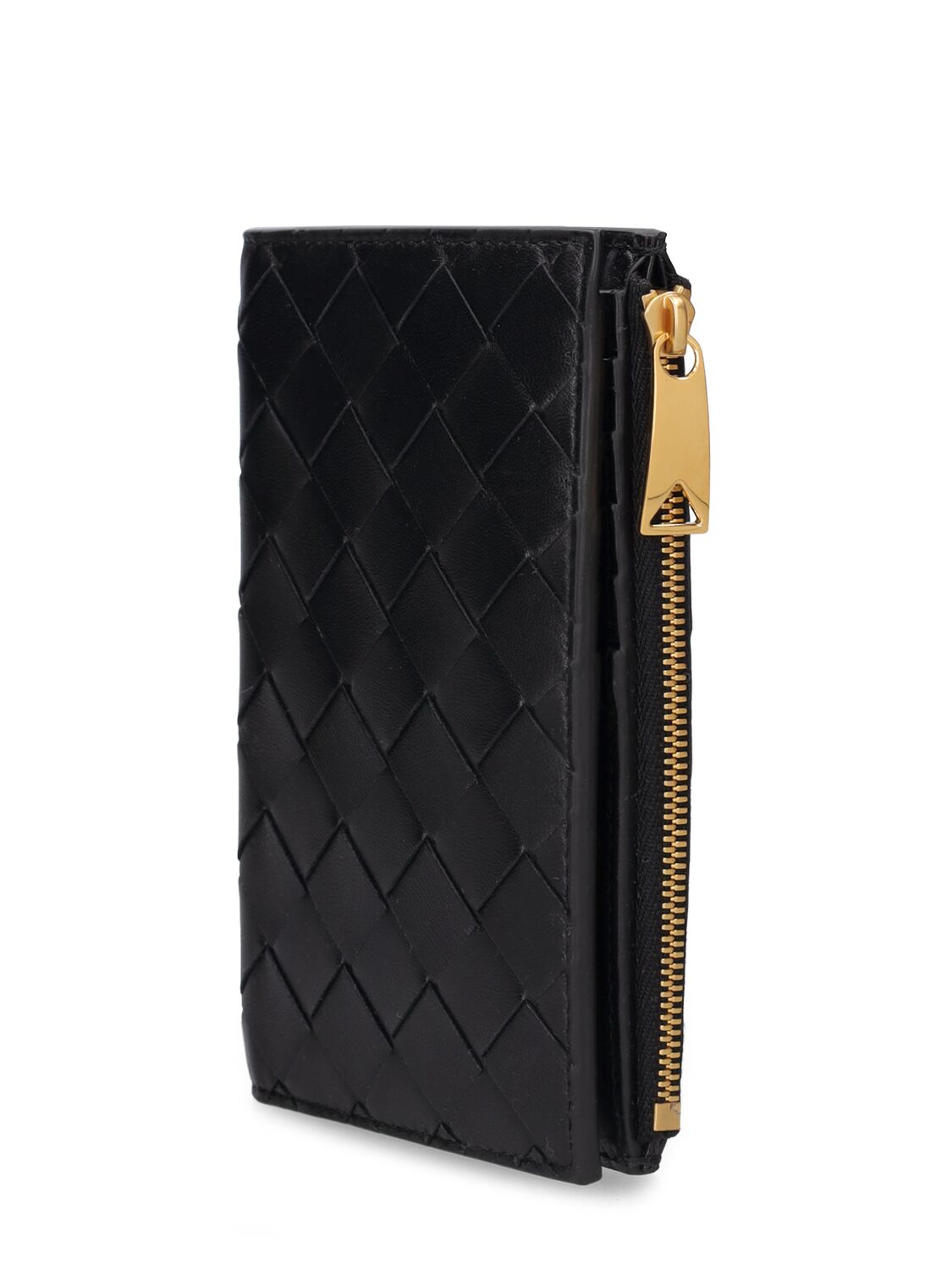 Shop Bottega Veneta Medium Intrecciato Bi-fold Zip Wallet In 블랙