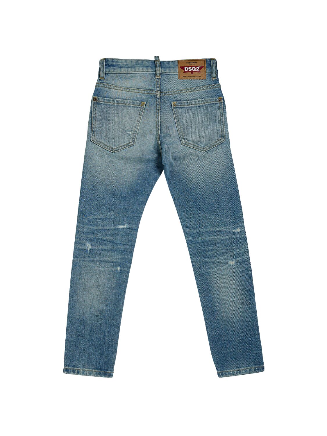 Shop Dsquared2 Destroyed Stretch Cotton Denim Jeans In Blue