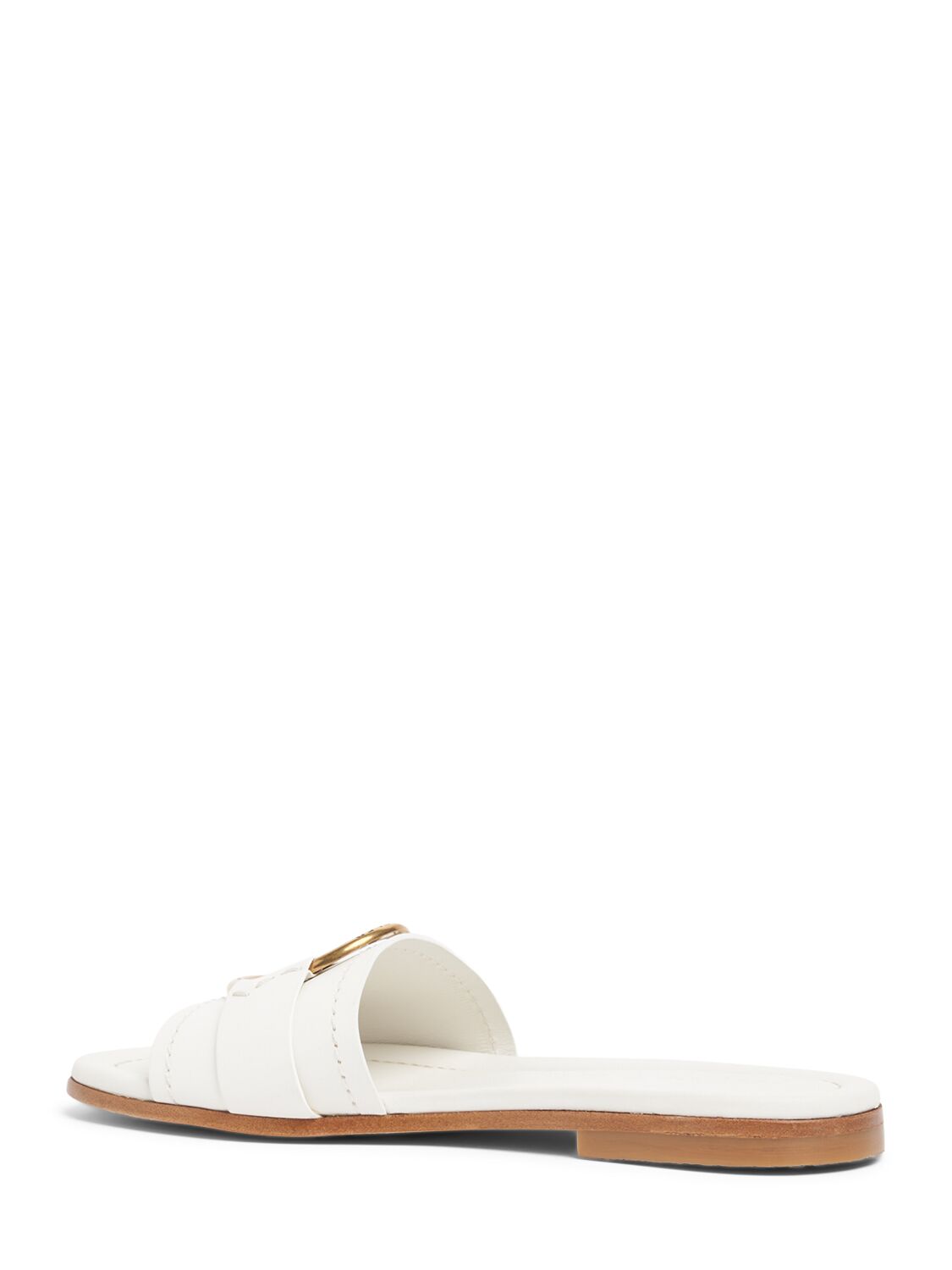 Shop Moncler 15mm Bell Leather Slide Sandals In White