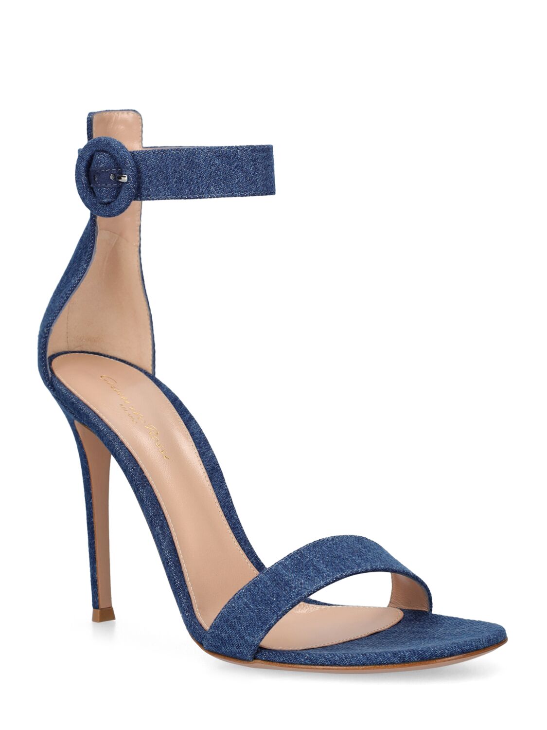 Shop Gianvito Rossi 105mm Portofino Denim Sandals In Mid Blue Denim