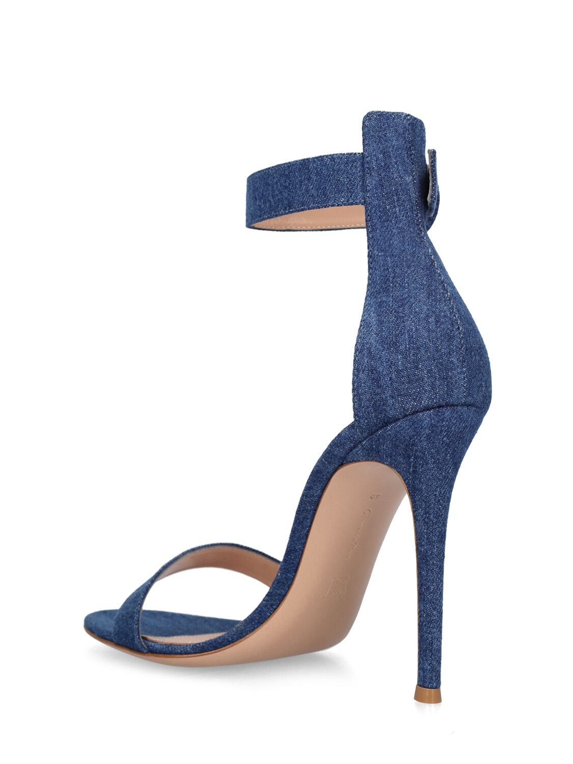 Shop Gianvito Rossi 105mm Portofino Denim Sandals In Mid Blue Denim