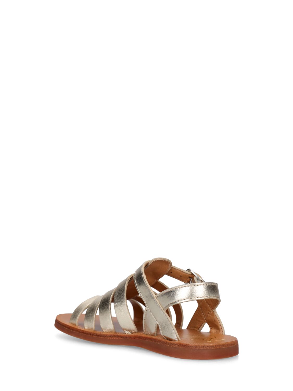 Shop Pom D'api Metallic Leather Strap Sandals In Platinum