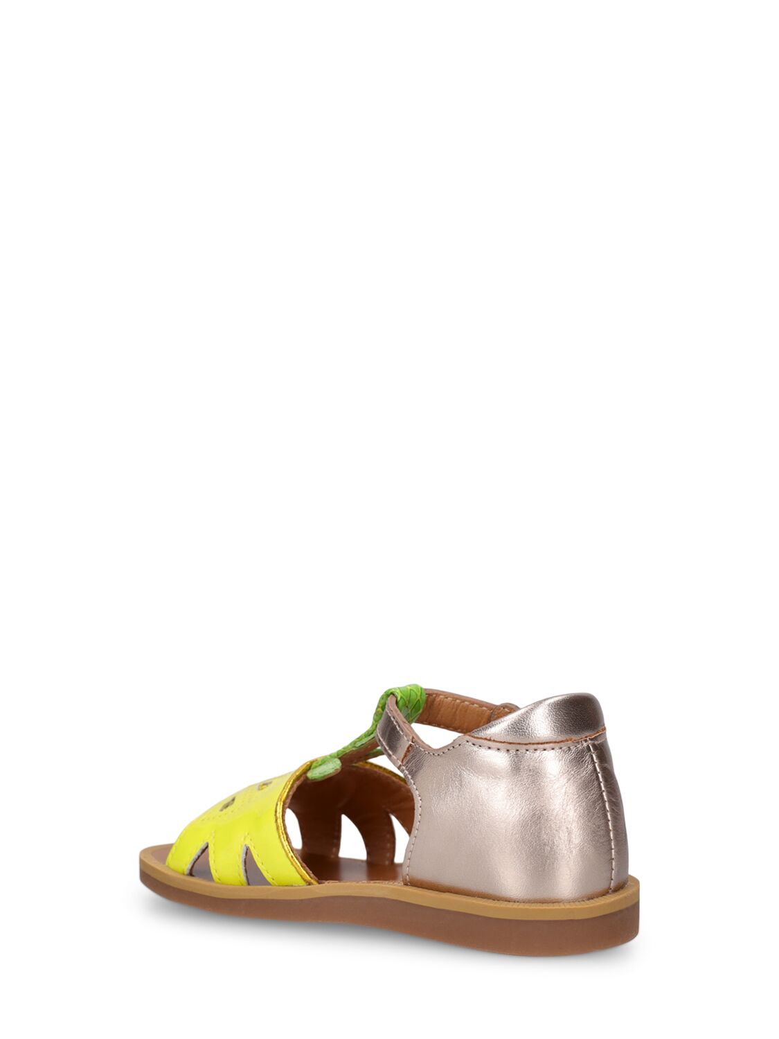 Shop Pom D'api Patent Leather Sandals W/ Flower In Yellow