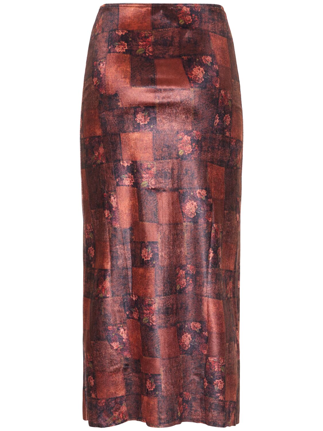 Shop Weworewhat Printed Stretch Jersey Maxi Skirt In Brown