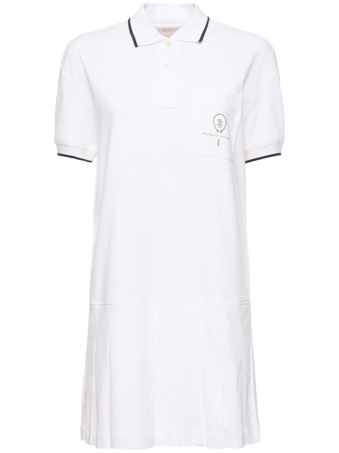 Brunello Cucinelli Cotton Jersey Polo Mini Dress In White
