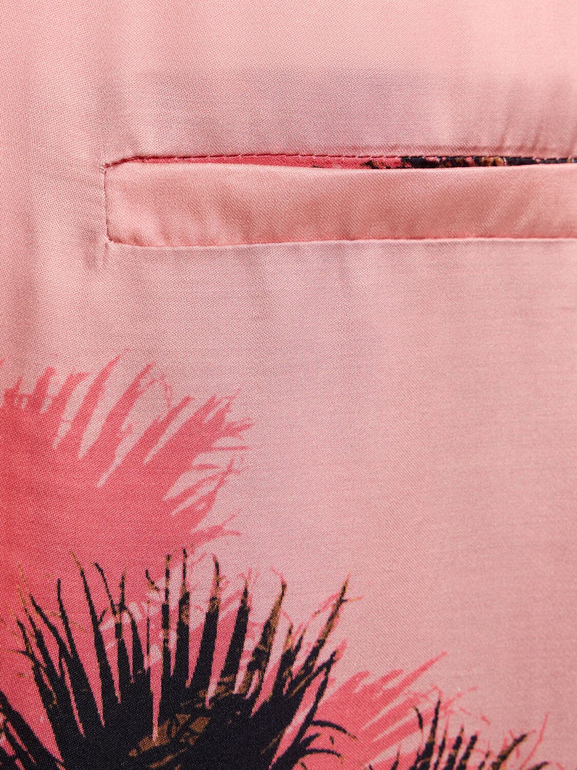 Shop Laneus Palm Print Viscose S/s Shirt In Pink