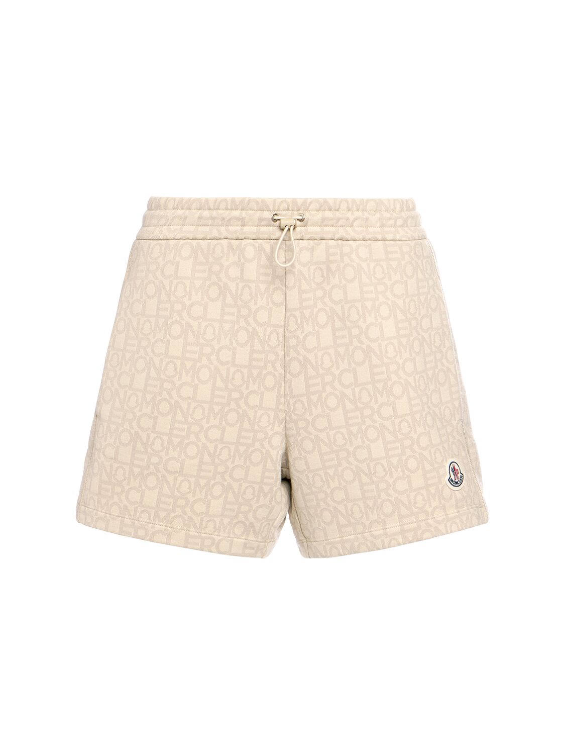 Shop Moncler Monogram Jacquard Shorts In Beige