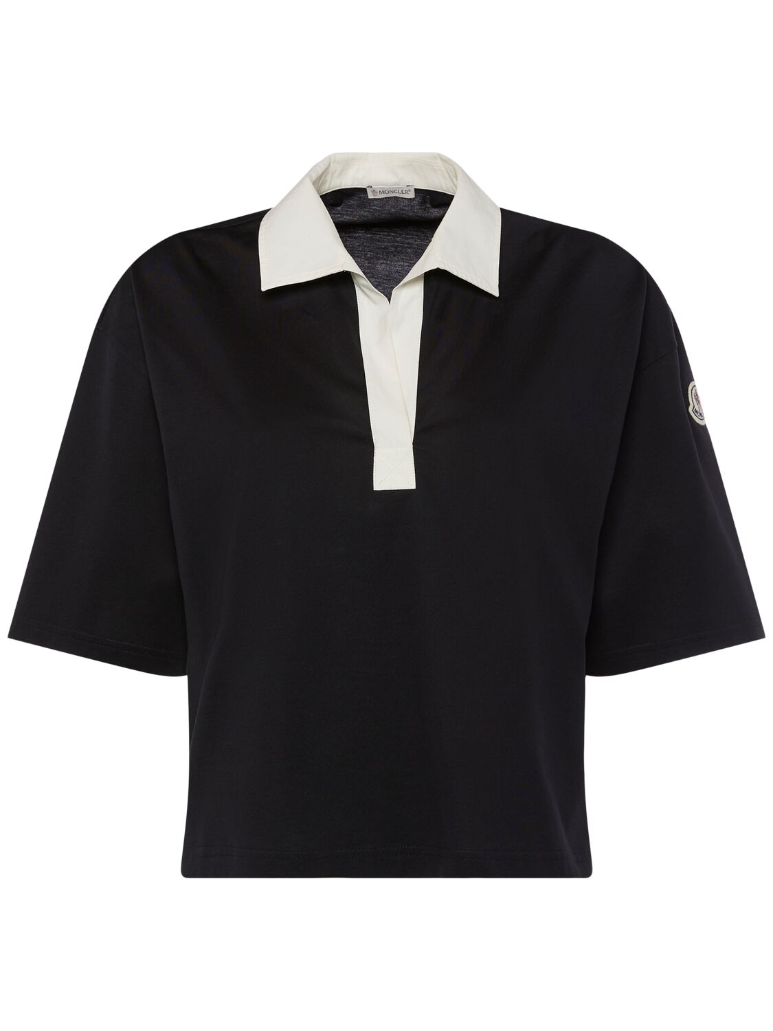 Moncler Cotton Polo Shirt In Navy