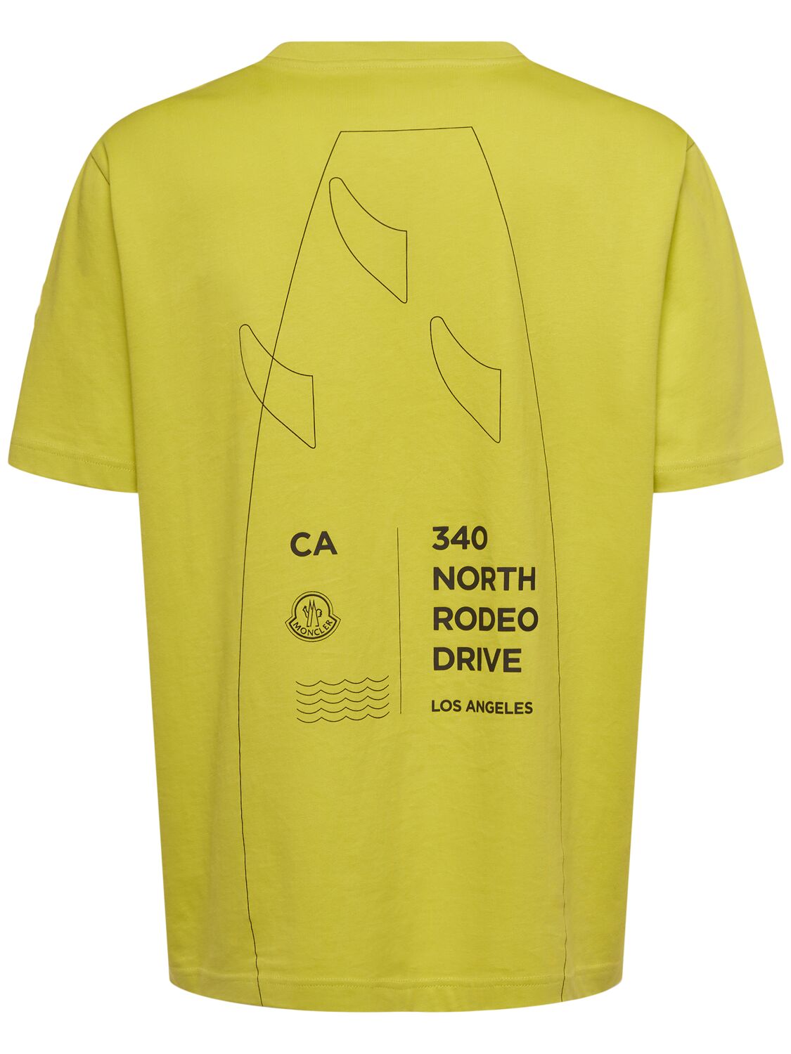 Shop Moncler Printed Cotton T-shirt In Yellow