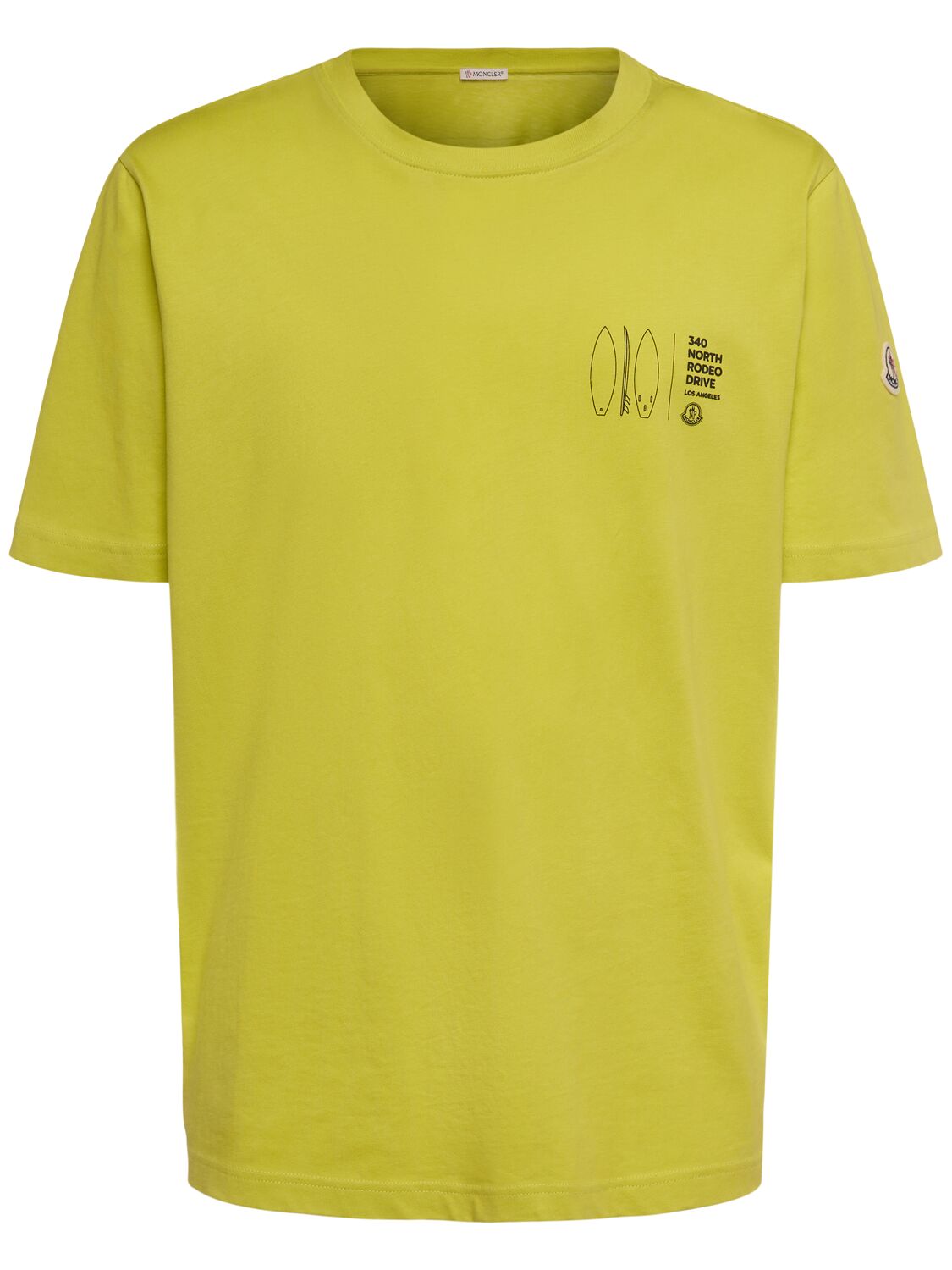 Moncler Printed Cotton T-shirt In Yellow