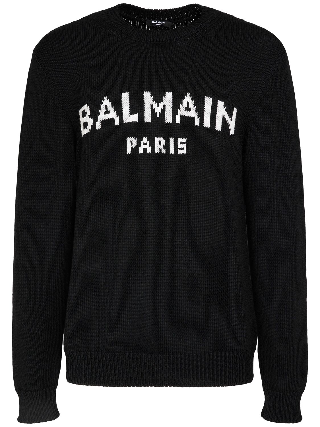 Balmain Wool Sweater In Eab Noir,blanc